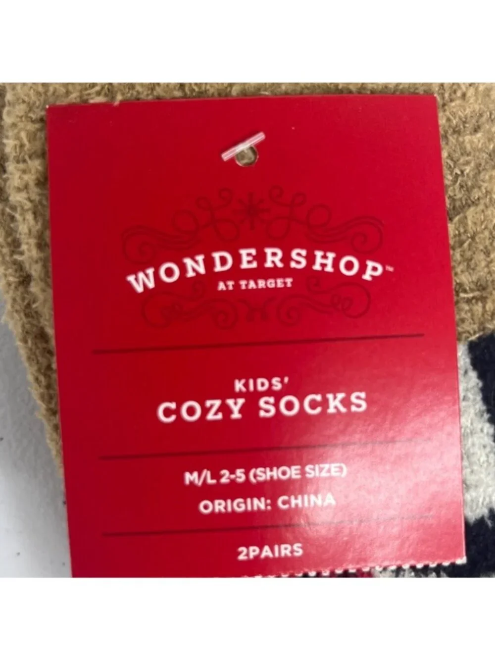 Wondershop Kids Cozy Socks M/L 2-5 Shoe Size 2 Pairs New Multicolor Bear Design